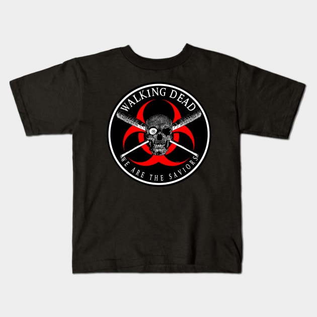 Biohazard Walking Dead  We Are The Saviors Ring Patch outlined Kids T-Shirt by Ratherkool